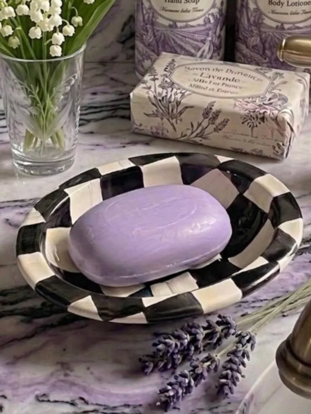 MacKenzie-Childs Courtly Check Oval Soap - Trinket Dish